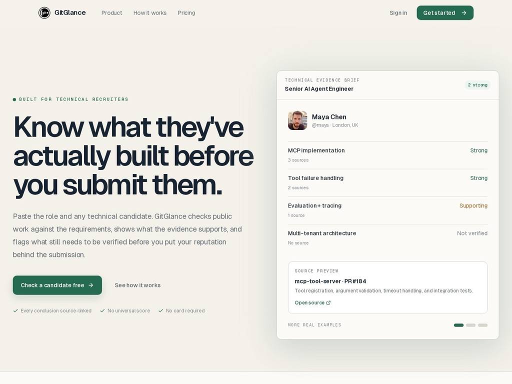 GitGlance website screenshot